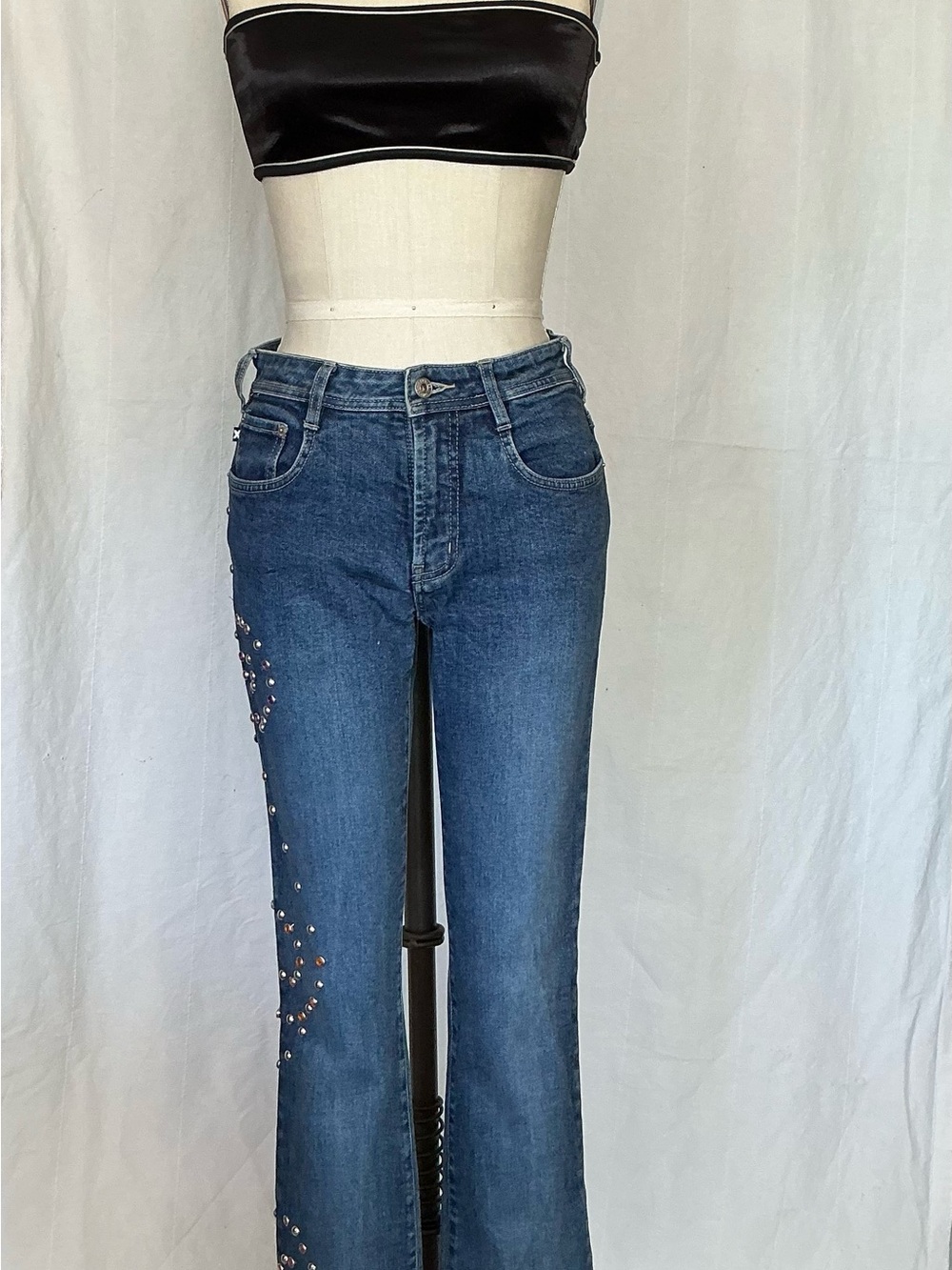 Express Studded Stretch Dark Blue Women's Bootcut Jeans